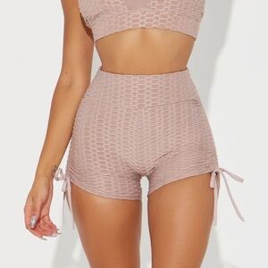 Tan Scrunch Workout Shorts Size Medium